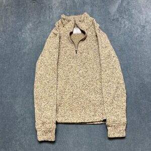 Old Navy Sweater Mens Small Beige Quarter Zip Mock Neck Regular Fit Long Sleeve